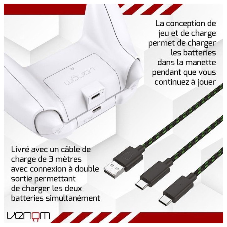 Double batterie rechargeables - VENOM - pour manette Xbox - Xbox Series X|S & One - Blanc