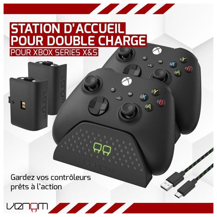 Station de charge double - VENOM - pour manettes Xbox - Xbox Series X|S & One - Noir Station de charge double - VENOM - pour manettes Xbox - Xbox Series X|S & One - Noir