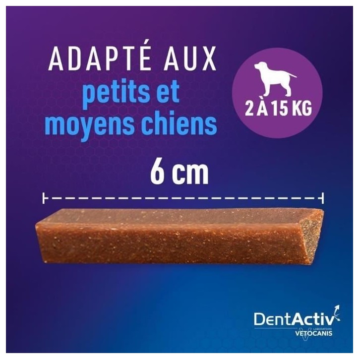 DentActiv - 12 Bâtonnets - VETOCANIS - Mini Bâtonnets Hygiène Bucco-Dentaire au Poulet pour Chien 2-15kg DentActiv - 12 Bâtonnets - VETOCANIS - Mini Bâtonnets Hygiène Bucco-Dentaire au Poulet pour Chien 2-15kg