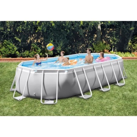 Kit Piscine hors sol tubulaire INTEX - Pris Frame - 503 x 274 x 122 cm - Ovale (Pompe, bâche, tapis de sol et échelle) - 26796