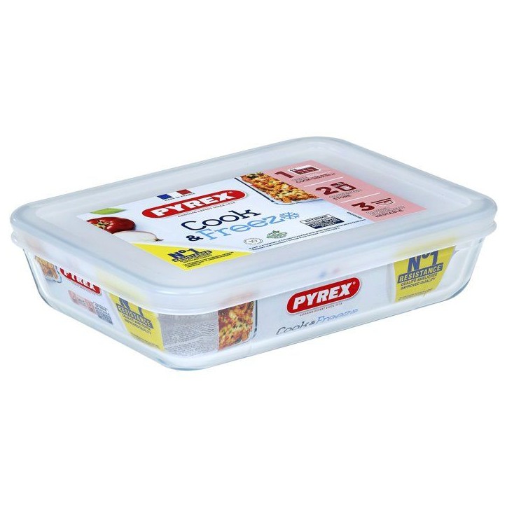 Boîtes de conservation rectangulaires - PYREX - Cook & Freez - Lot de 4 - Empilables - Verre borosilicate Boîtes de conservation rectangulaires - PYREX - Cook & Freez - Lot de 4 - Empilables - Verre borosilicate
