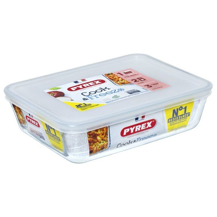 Boîtes de conservation rectangulaires - PYREX - Cook & Freez - Lot de 4 - Empilables - Verre borosilicate Boîtes de conservation rectangulaires - PYREX - Cook & Freez - Lot de 4 - Empilables - Verre borosilicate