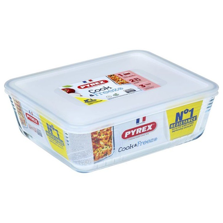 Boîtes de conservation rectangulaires - PYREX - Cook & Freez - Lot de 4 - Empilables - Verre borosilicate Boîtes de conservation rectangulaires - PYREX - Cook & Freez - Lot de 4 - Empilables - Verre borosilicate