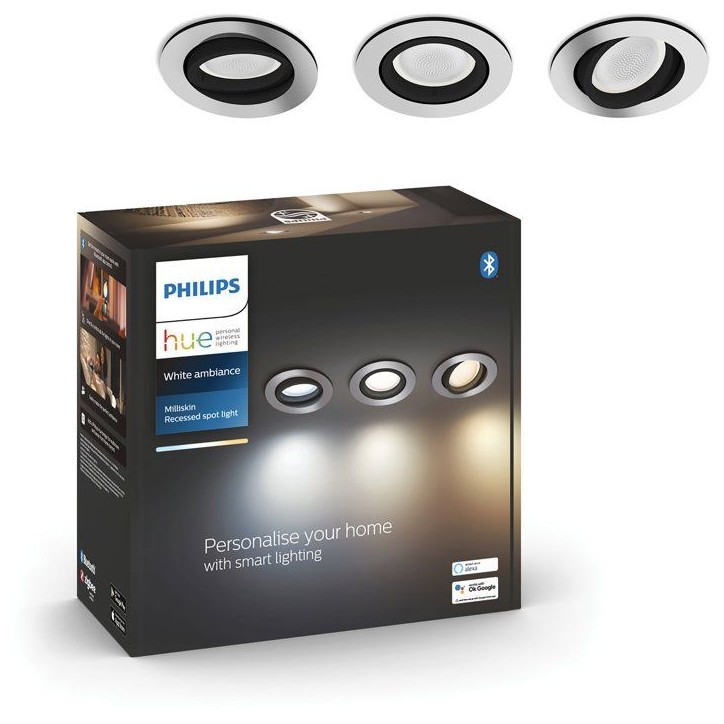 Spot encastré LED - PHILIPS HUE - Milliskin - lot de 3 - blanc - GU10 Spot encastré LED - PHILIPS HUE - Milliskin - lot de 3 - blanc - GU10