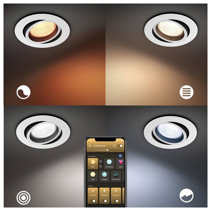 Spot encastré LED - PHILIPS HUE - Milliskin - lot de 3 - blanc - GU10 Spot encastré LED - PHILIPS HUE - Milliskin - lot de 3 - blanc - GU10