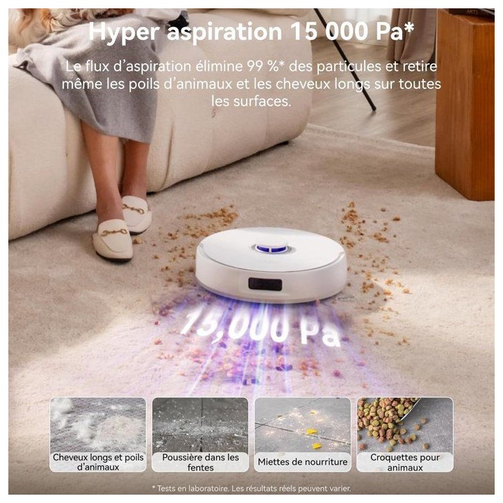NARWAL Freo Z10 - Robot Aspirateur et Laveur avec Systeme Anti-Enchevetrement - 15000 Pa - Base Autonome - Nettoyage a 75°C