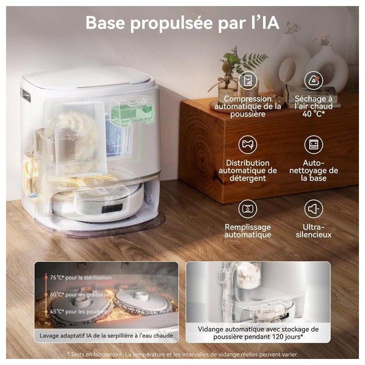 NARWAL Freo Z10 - Robot Aspirateur et Laveur avec Systeme Anti-Enchevetrement - 15000 Pa - Base Autonome - Nettoyage a 75°C