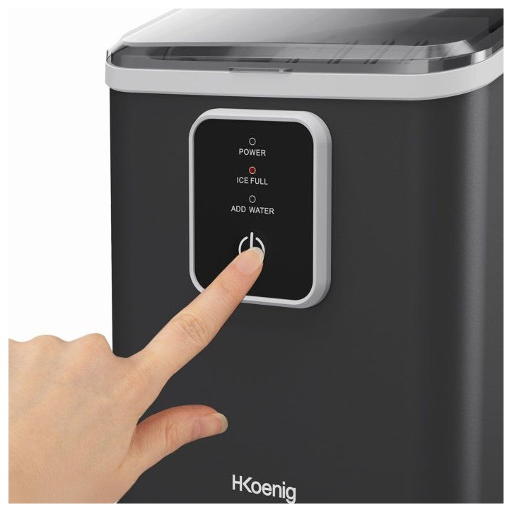 Machine a glaçons HKoeNIG - KUB12 - Jusqu'a 12kg de glaçons par jour - 6 a 13 minutes de production - 120W - Noir
