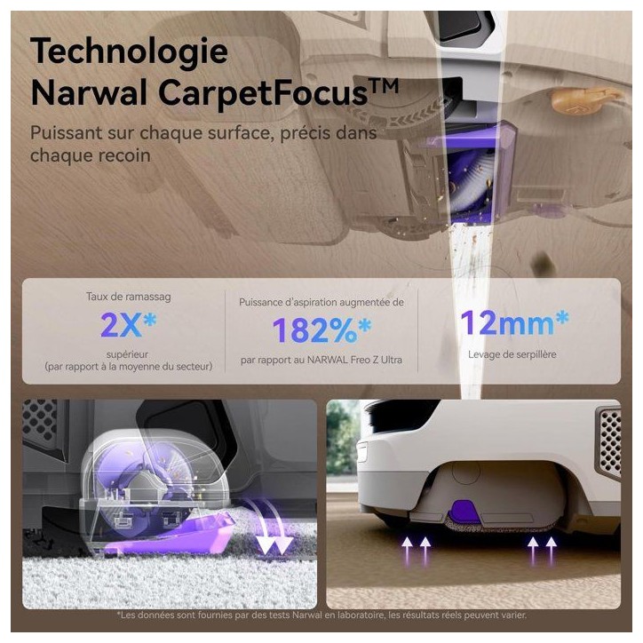 NARWAL FLOW - Aspirateur Robot Laveur avec Station - 22 000 Pa - DualFlow Anti-Enchevetrement Poil Animaux - Systeme Lavage Flow