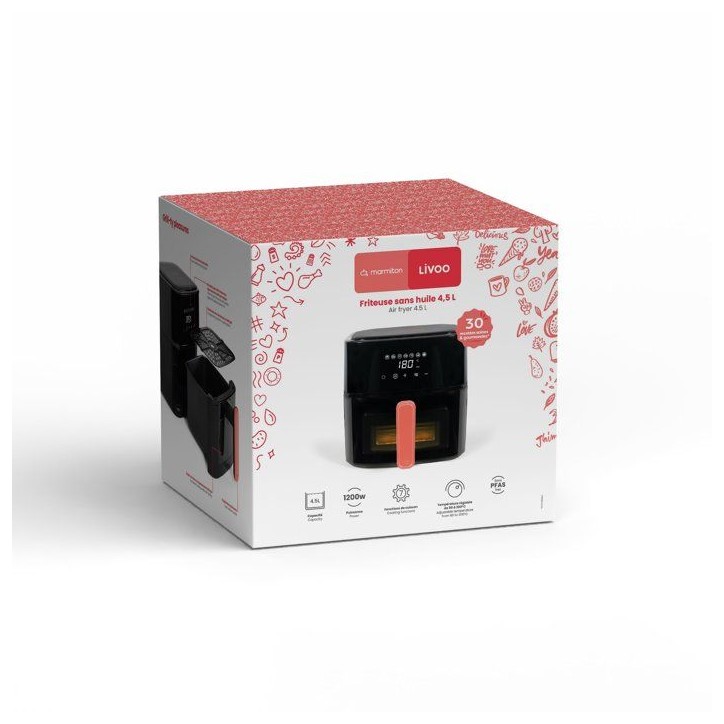 Friteuse sans huile - LIVOO - DOC345CO - 4,5 L - 1200 W - programmes auto