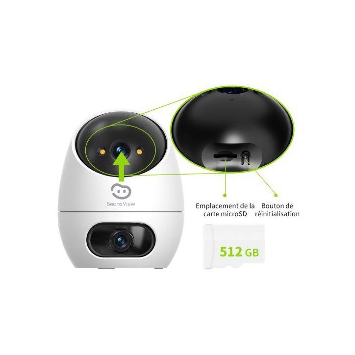 Caméra de surveillance - BEANS VIEW - D220 Dual 2K - Intérieur - WiFi - Vision nocturne Caméra de surveillance - BEANS VIEW - D220 Dual 2K - Intérieur - WiFi - Vision nocturne