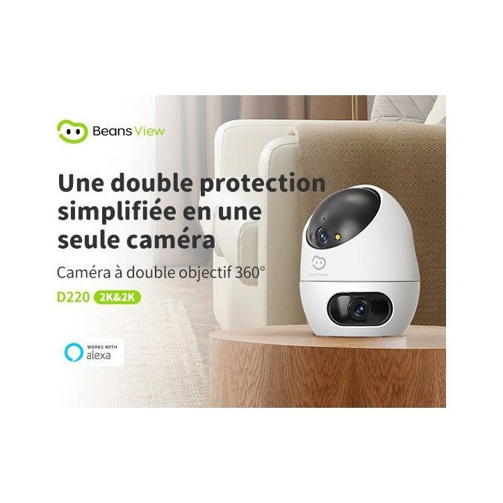 Caméra de surveillance - BEANS VIEW - D220 Dual 2K - Intérieur - WiFi - Vision nocturne Caméra de surveillance - BEANS VIEW - D220 Dual 2K - Intérieur - WiFi - Vision nocturne