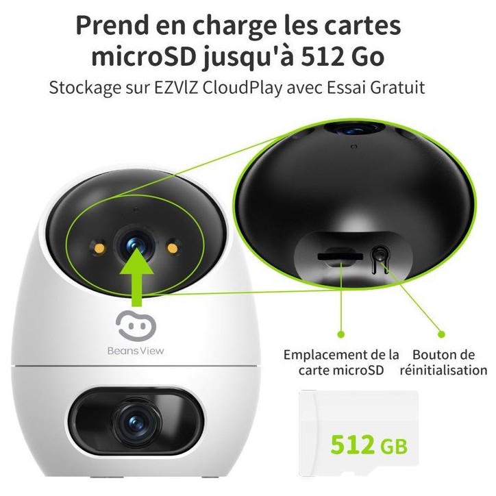 Caméra de surveillance - BEANS VIEW - D220 Dual 2K - Intérieur - WiFi - Vision nocturne Caméra de surveillance - BEANS VIEW - D220 Dual 2K - Intérieur - WiFi - Vision nocturne