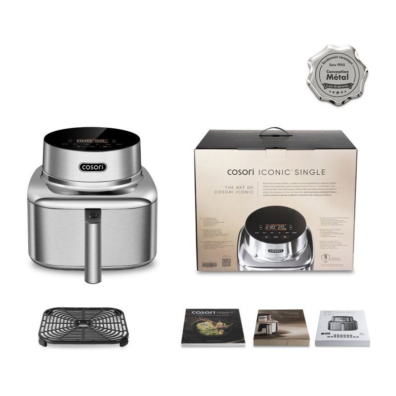 Airfryer - COSORI - Smart Air Fryer ICONIC Single - 6,2 L - Silver - A