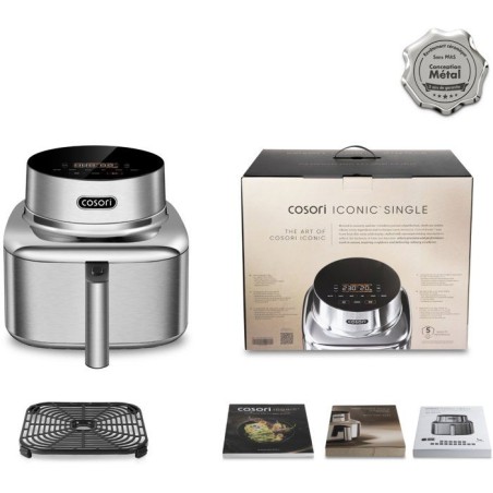 Airfryer - COSORI - Smart Air Fryer ICONIC Single - 6,2 L - Silver - A