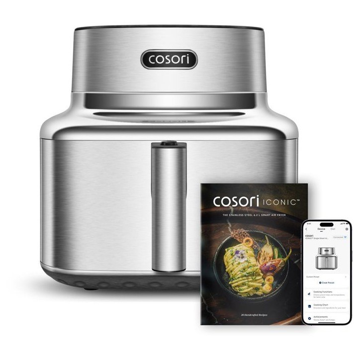Airfryer - COSORI - Smart Air Fryer ICONIC Single - 6,2 L - Silver - Acier inoxydable