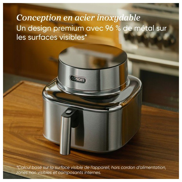 Airfryer - COSORI - Smart Air Fryer ICONIC Single - 6,2 L - Silver - Acier inoxydable
