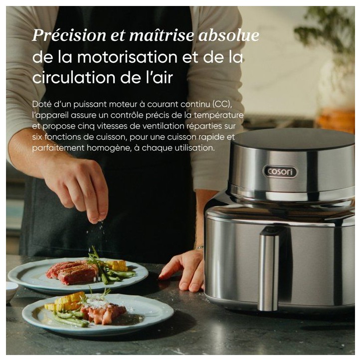 Airfryer - COSORI - Smart Air Fryer ICONIC Single - 6,2 L - Silver - Acier inoxydable