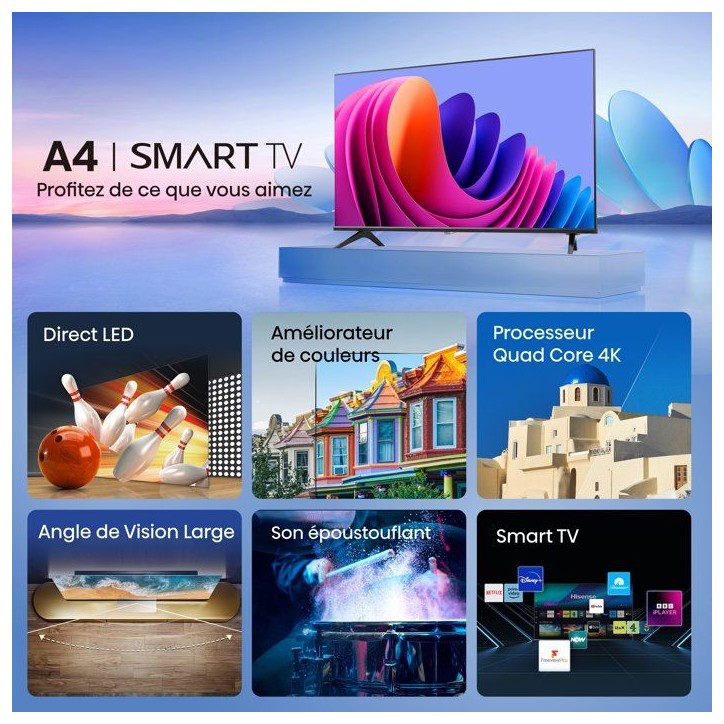 Hisense 32A4S - TV LED 32 (80 cm) - HD Ready 1366x768 - Smart TV - 2 HDMI 1.4 - WiFi
