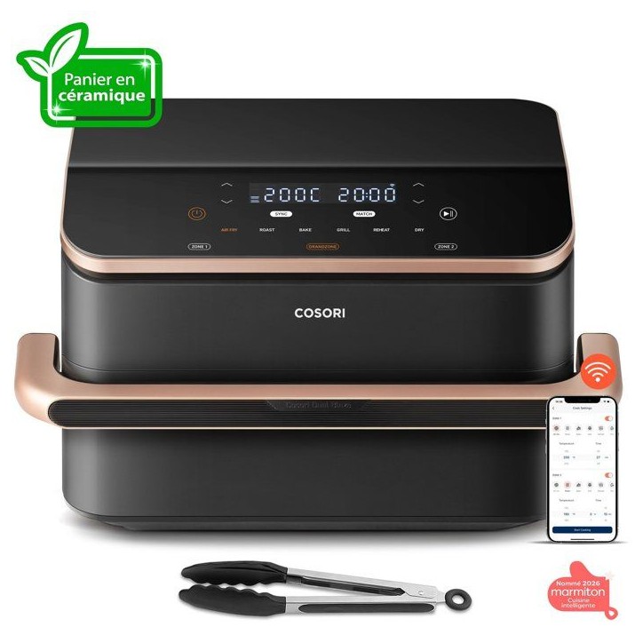 AirFryer - COSORI - DualBlaze Twinfry Pro Ceramic - 10 L - Noir - Connectée Wi-Fi