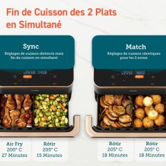 AirFryer - COSORI - DualBlaze Twinfry Pro Ceramic - 10 L - Noir - Connectée Wi-Fi