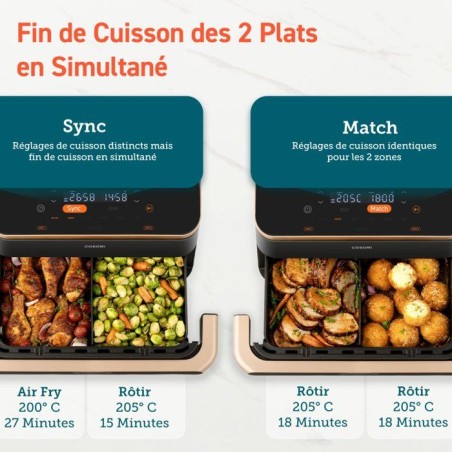 AirFryer - COSORI - DualBlaze Twinfry Pro Ceramic - 10 L - Noir - Connectée Wi-Fi