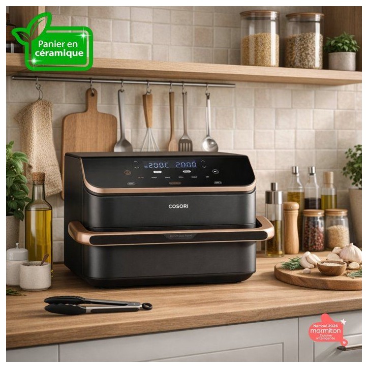 AirFryer - COSORI - DualBlaze Twinfry Pro Ceramic - 10 L - Noir - Connectée Wi-Fi