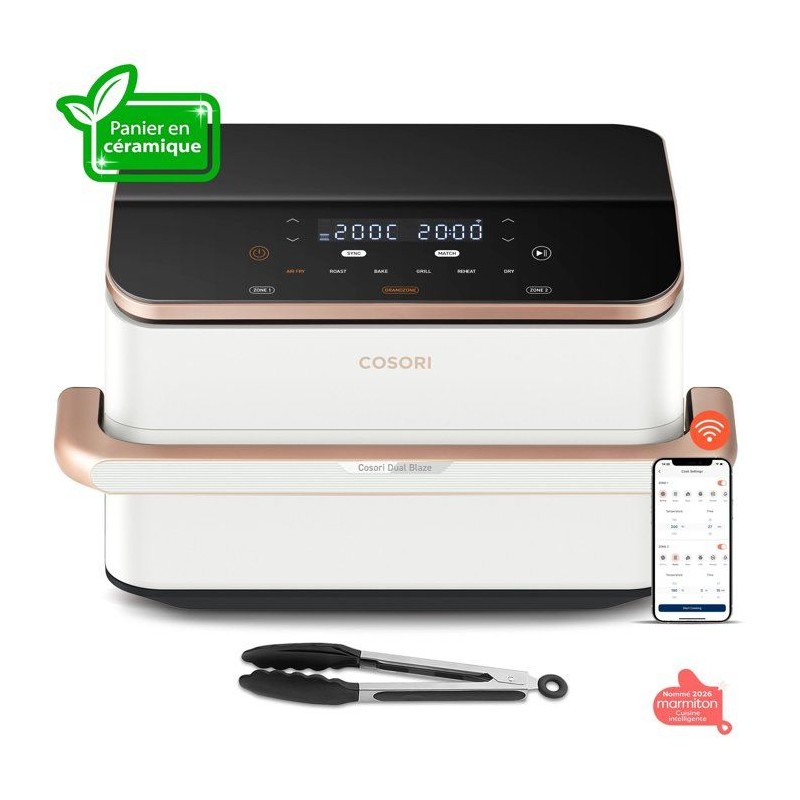 AirFryer - COSORI - DualBlaze Twinfry Pro Ceramic - 10 L - Blanc - Con