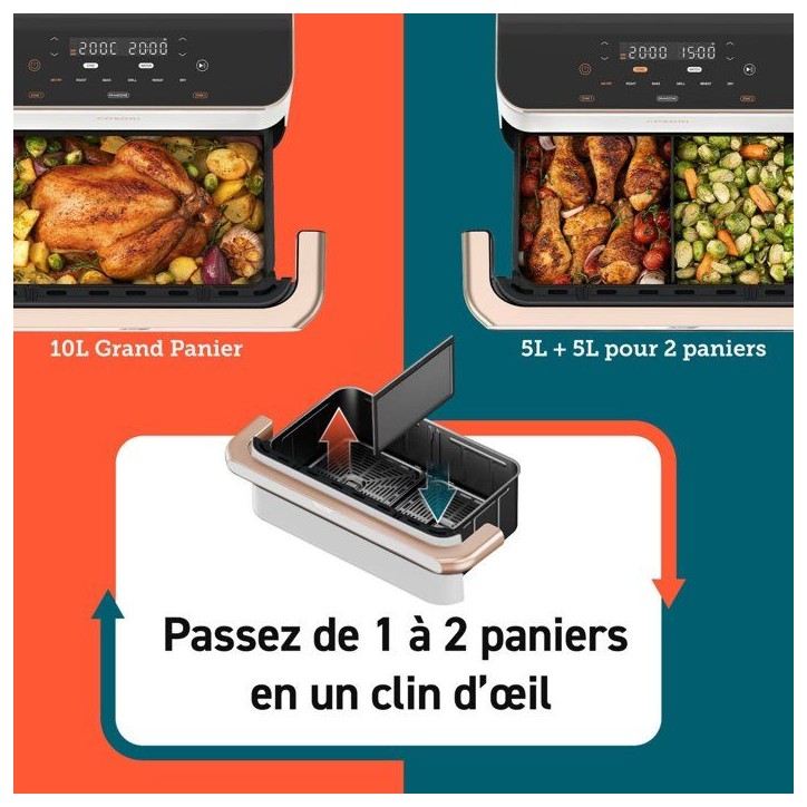 AirFryer - COSORI - DualBlaze Twinfry Pro Ceramic - 10 L - Blanc - Connectée Wi-Fi