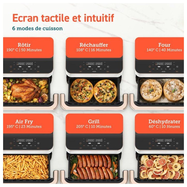 AirFryer - COSORI - DualBlaze Twinfry Pro Ceramic - 10 L - Blanc - Connectée Wi-Fi