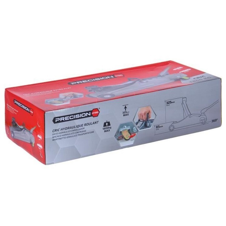 Cric hydraulique - PRECISION STEEL - Rouleur plat 1,8T Cric hydraulique - PRECISION STEEL - Rouleur plat 1,8T