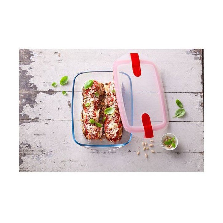 Boîtes de conservation rectangulaires - PYREX - Cook & Heat - Lot de 3 - 1,1 L - Couvercles micro-ondes