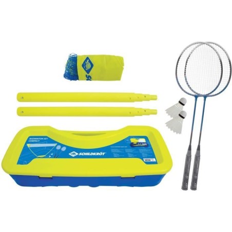 Ensemble de badminton - SCHILDKROT - Donic Schildkröt - 2 raquettes - 1 filet - Couleur bleu/jaune