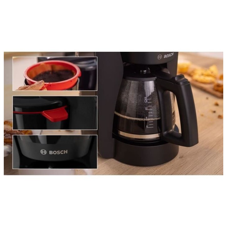 Cafetiere Filtre - BOSCH - TKA2M113 MyMoment - Noire - Capacité 1,25L - verseuse verre - systeme anti-gouttes Cafetiere Filtre - BOSCH - TKA2M113 MyMoment - Noire - Capacité 1,25L - verseuse verre - systeme anti-gouttes