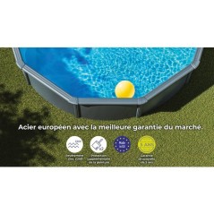 GRE - Kit Piscine hors sol acier ronde grise anthracite - Ø300 x H122
