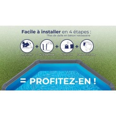 GRE - Kit Piscine hors sol acier ronde grise anthracite - Ø300 x H122