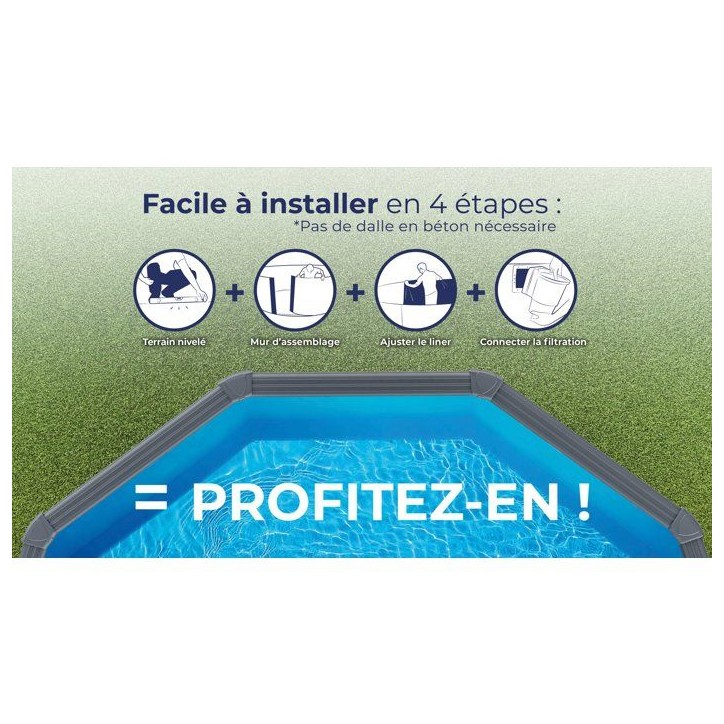GRE - Kit Piscine hors sol acier ronde grise anthracite - Ø300 x H122 (Livrée avec filtre a sable + échelle) GRE - Kit Piscine hors sol acier ronde grise anthracite - Ø300 x H122 (Livrée avec filtre a sable + échelle)