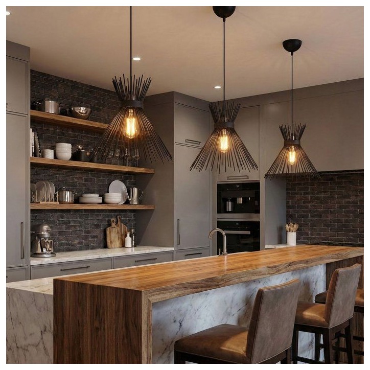 Suspension lustre D BY M.RED Black - Fer noir - Style moderne - Design raffiné