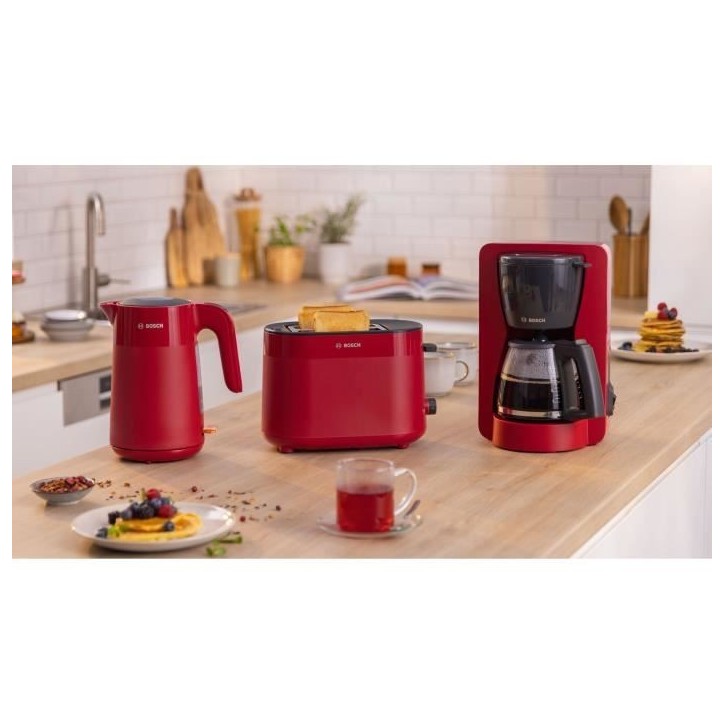 Bouilloire - BOSCH - TWK2M164 MyMoment - Rouge Mate - indicateur de tasses - niveau d'eau visible Bouilloire - BOSCH - TWK2M164 MyMoment - Rouge Mate - indicateur de tasses - niveau d'eau visible