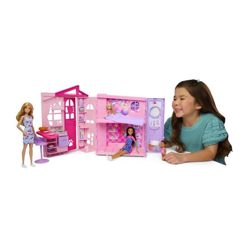 Playset - BARBIE - Maison a emporter JMD28 - 4 espaces - 10 accessoire