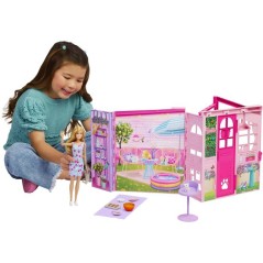 Playset - BARBIE - Maison a emporter JMD28 - 4 espaces - 10 accessoires - Transportable