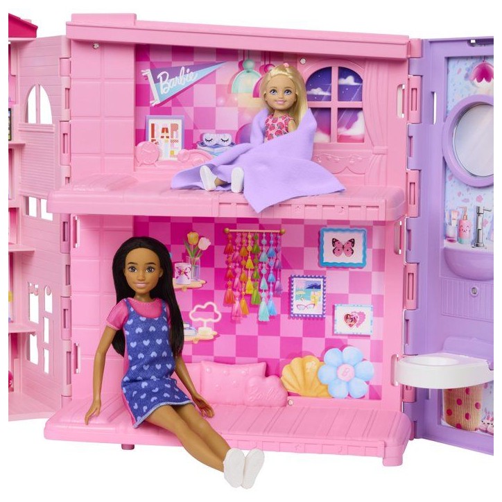 Playset - BARBIE - Maison a emporter JMD28 - 4 espaces - 10 accessoires - Transportable