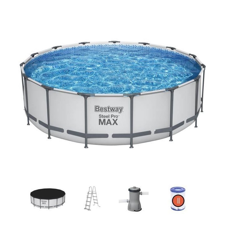 Piscine hors sol tubulaire - BESTWAY - Steel Pro Max - 457 x 122 cm - Ronde - Filtre a cartouche Piscine hors sol tubulaire - BESTWAY - Steel Pro Max - 457 x 122 cm - Ronde - Filtre a cartouche