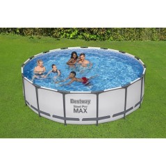 Piscine hors sol tubulaire - BESTWAY - Steel Pro Max - 457 x 122 cm - Ronde - Filtre a cartouche