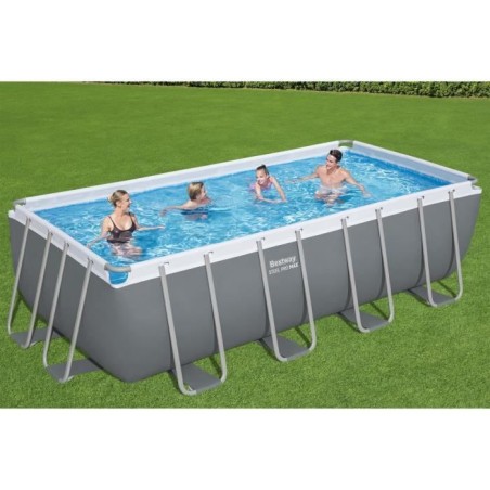 Kit Piscine hors sol tubulaire BESTWAY - Steel Pro Max™ - 488 x 244 x 122 cm - Rectangulaire (Filtre a sable, échelle, bâche