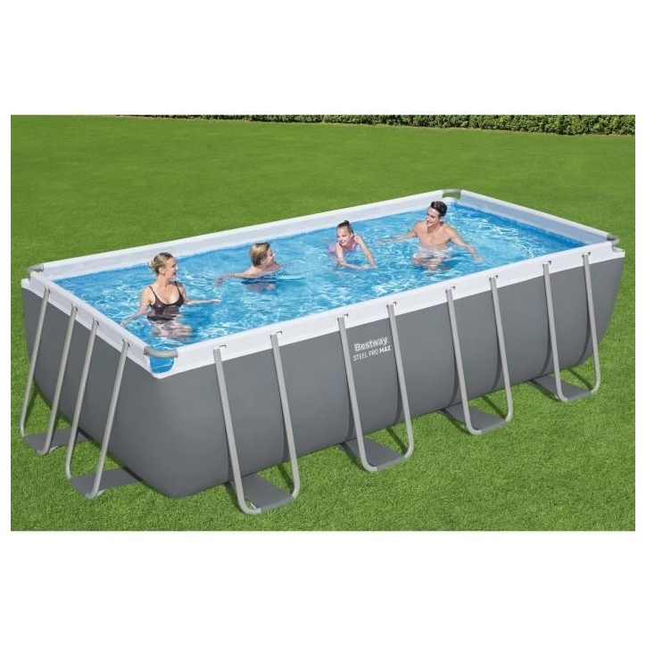 Kit Piscine hors sol tubulaire BESTWAY - Steel Pro Max™ - 488 x 244 x 122 cm - Rectangulaire (Filtre a sable, échelle, bâche