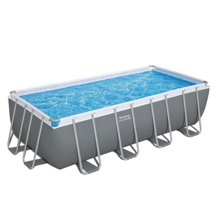 Kit Piscine hors sol tubulaire BESTWAY - Steel Pro Max™ - 488 x 244 x 122 cm - Rectangulaire (Filtre a sable, échelle, bâche