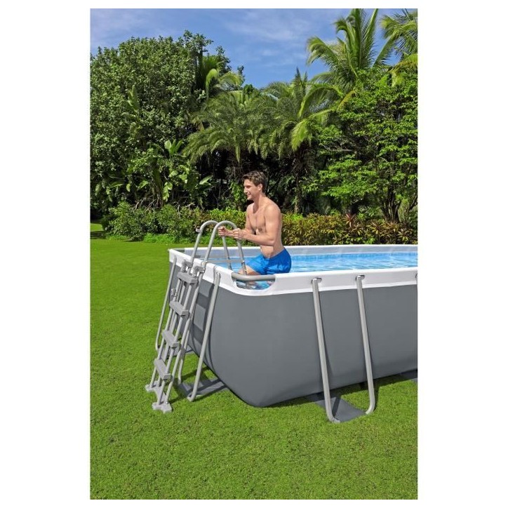 Kit Piscine hors sol tubulaire BESTWAY - Steel Pro Max™ - 488 x 244 x 122 cm - Rectangulaire (Filtre a sable, échelle, bâche