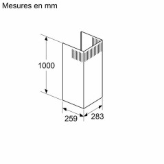 Extension de cheminée pour hotte - BOSCH - DWZ0BX6K1 - 1000 mm - Noir