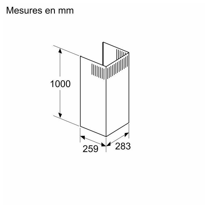 Extension de cheminée pour hotte - BOSCH - DWZ0BX6K1 - 1000 mm - Noir